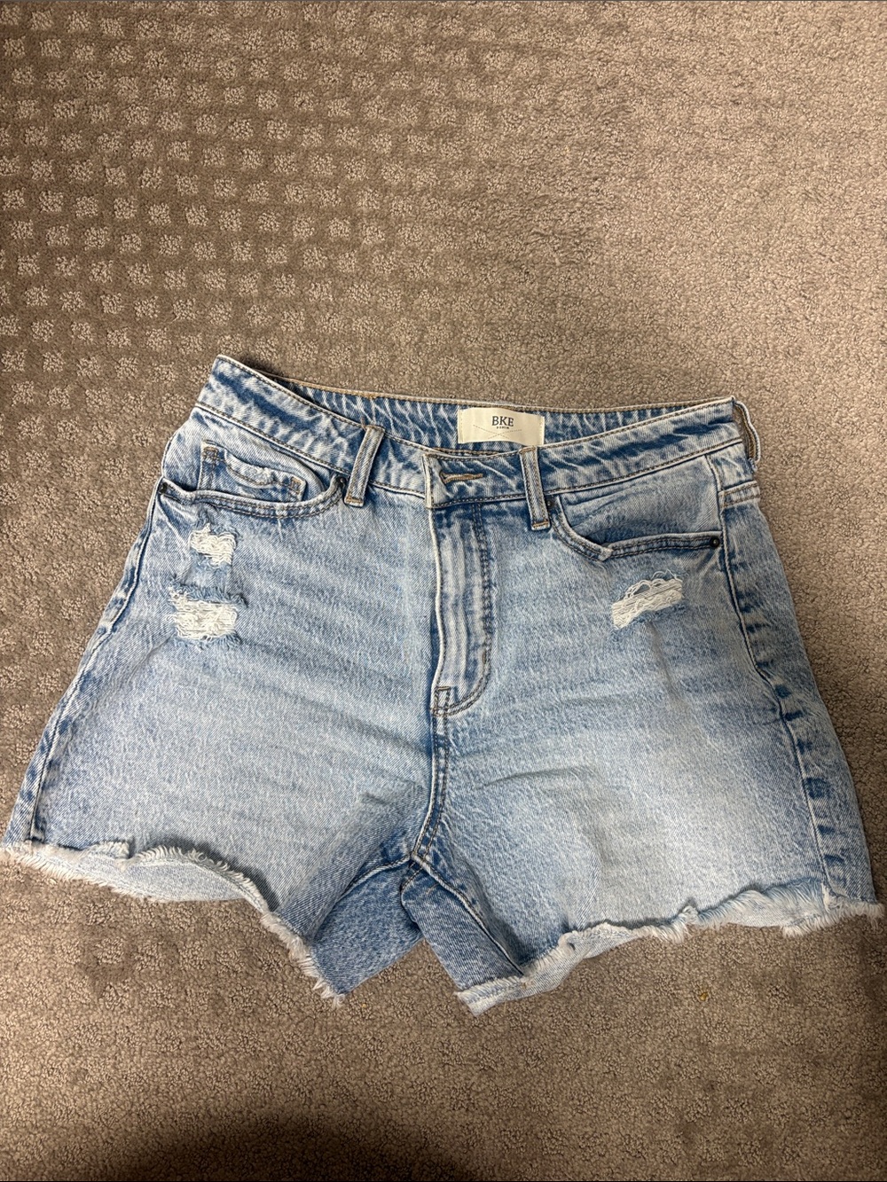BKE Light Wash Distressed Denim Shorts